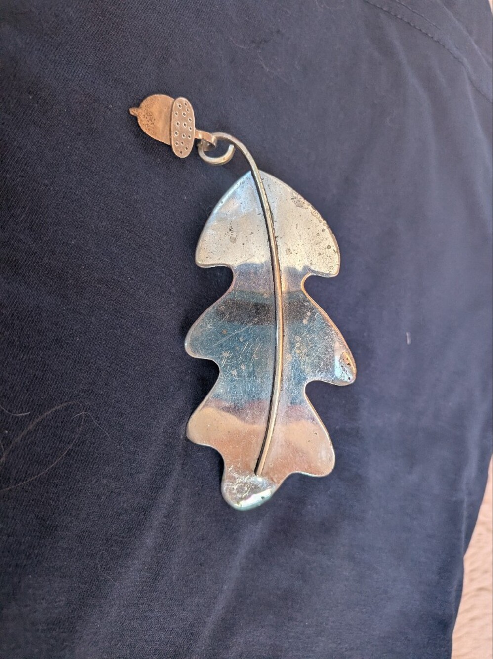 Silver Metal Oak Leaf Barrette w/ Acorn-Hair Ornament Mexico By Anne Harvey Vtg